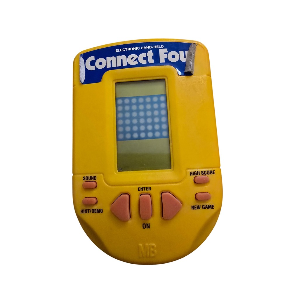 Vintage 1995 Milton Bradley Connect Four Electronic Handheld Game Yellow MB 4634